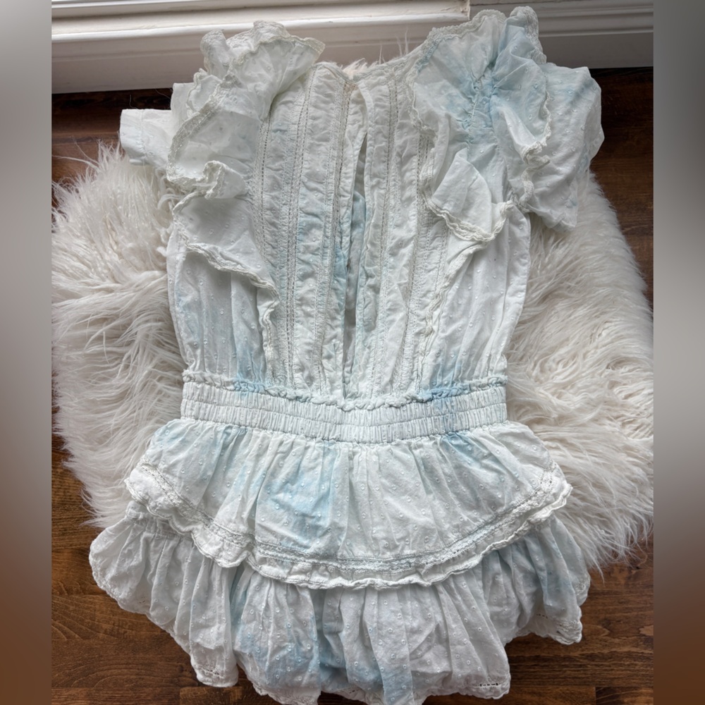 Love Love Shack White and Light Blue Women or Teen Petite XS Dress - Picture 3 of 6